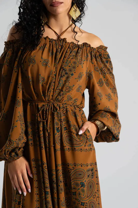 Off-Shoulder Dress Paisley