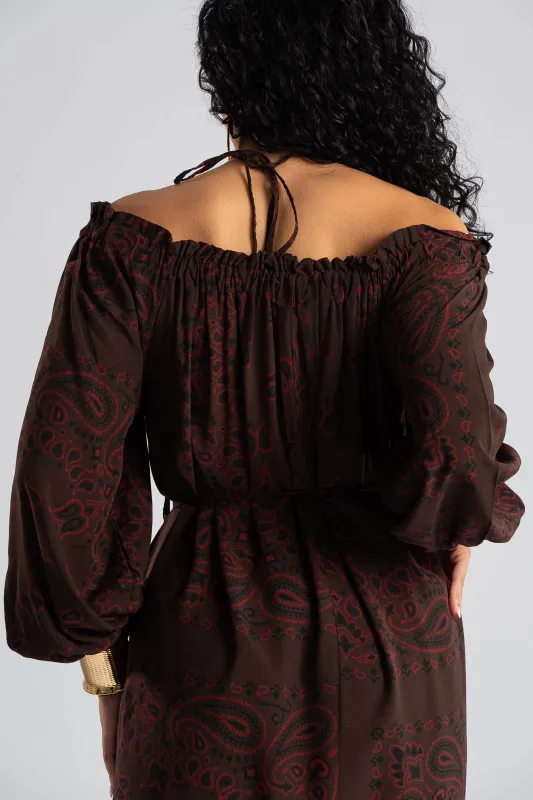 Off-Shoulder Dress Paisley