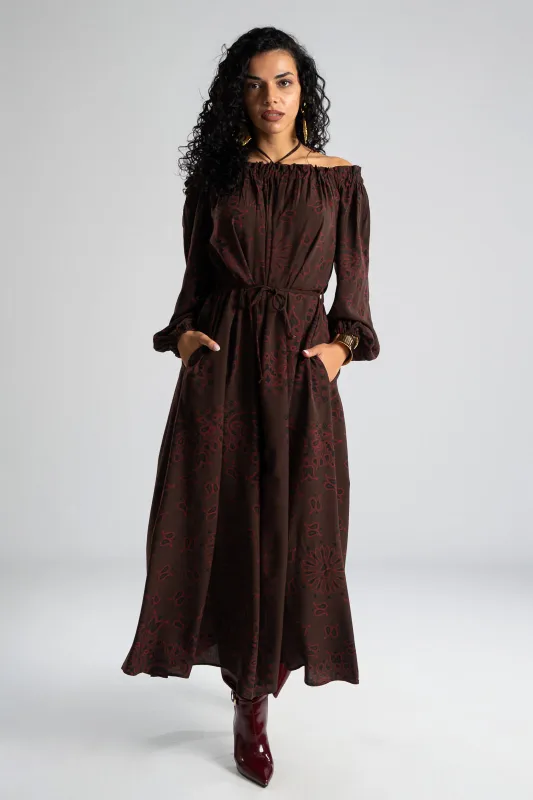 Off-Shoulder Dress Paisley