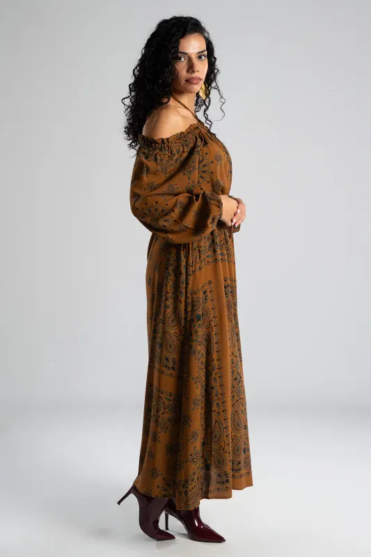 Off-Shoulder Dress Paisley