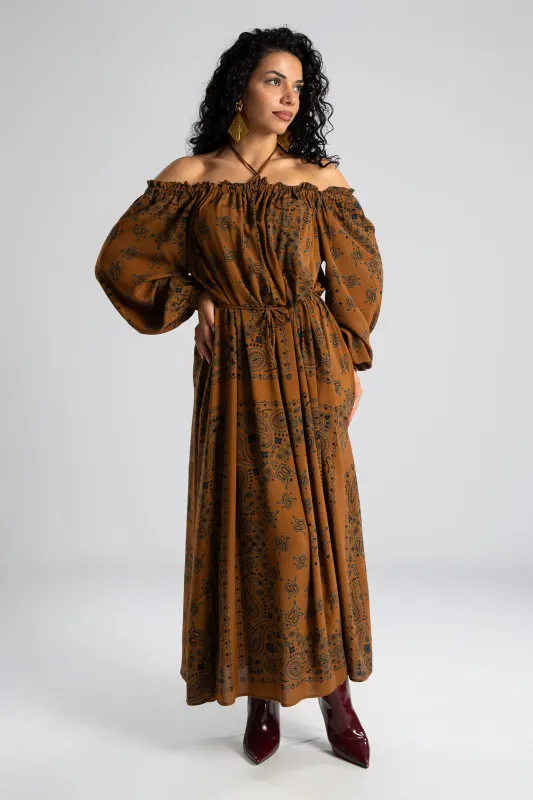 Off-Shoulder Dress Paisley