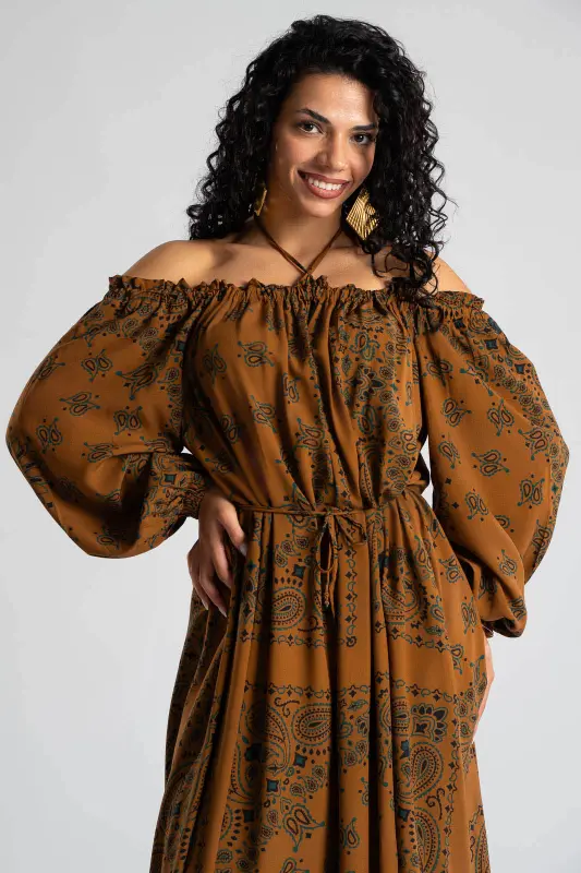 Off-Shoulder Dress Paisley