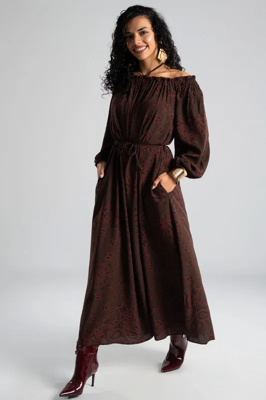 Φόρεμα Off Shoulder Paisley