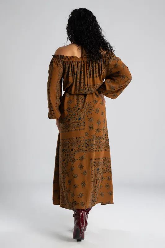 Off-Shoulder Dress Paisley