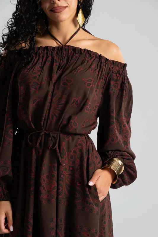 Off-Shoulder Dress Paisley