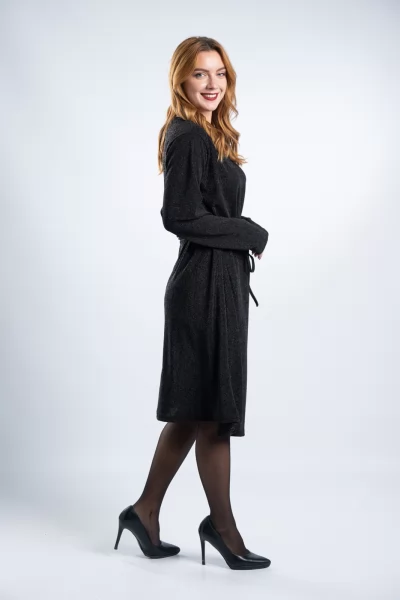 Φόρεμα Over Lurex Μαύρο