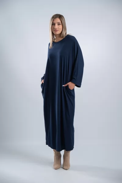 Φόρεμα Over Maxi Rib Navy Blue