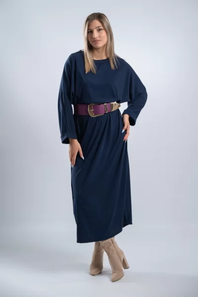 Φόρεμα Over Maxi Rib Navy Blue