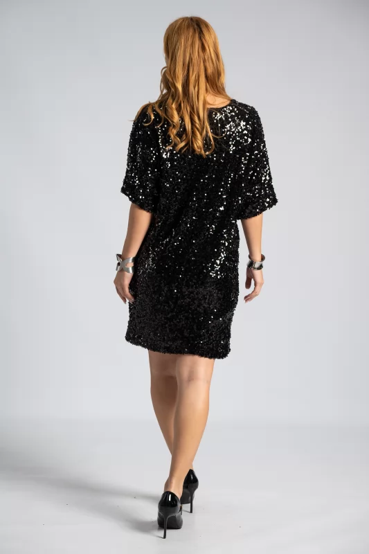 Dress Sequin Batwing Sleeves