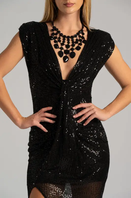 Dress Sequins Sleeveless Ruffle