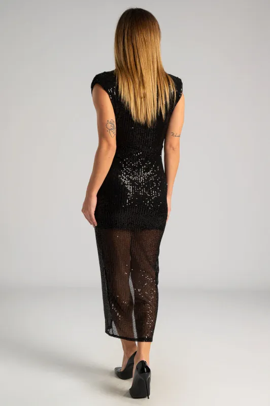 Dress Sequins Sleeveless Ruffle