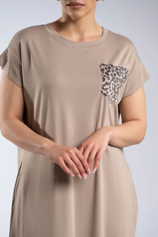 Φόρεμα Παγιέτες Leopard Τσέπη