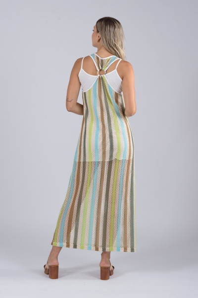 Φόρεμα Πλεκτό Μεσοφόρι Multicolor