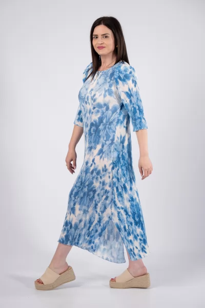 Φόρεμα Πλισέ Floral Μπλε