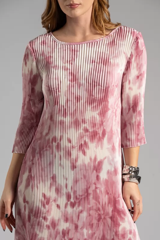 Pleated Dress Floral Pink