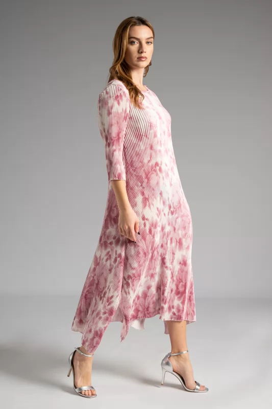 Pleated Dress Floral Pink
