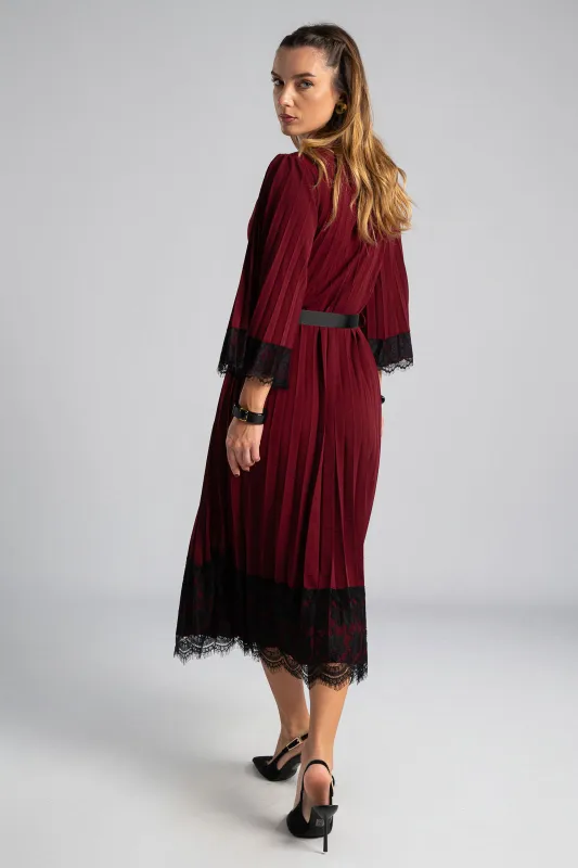 Φόρεμα Πλισέ Λεπτομέρεια Δαντέλα