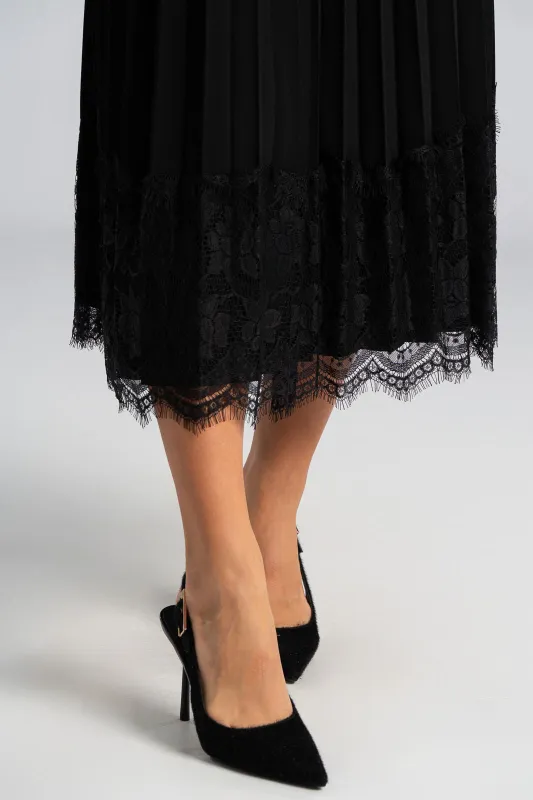 Φόρεμα Πλισέ Λεπτομέρεια Δαντέλα