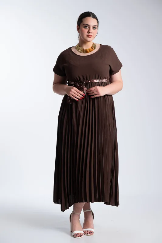 Φόρεμα Πλισέ Υφασματινη Εμπριμέ Ζώνη