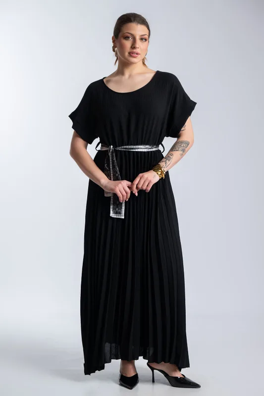 Φόρεμα Πλισέ Υφασματινη Εμπριμέ Ζώνη