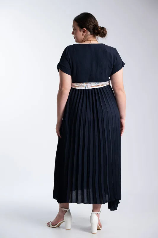 Φόρεμα Πλισέ Υφασματινη Εμπριμέ Ζώνη