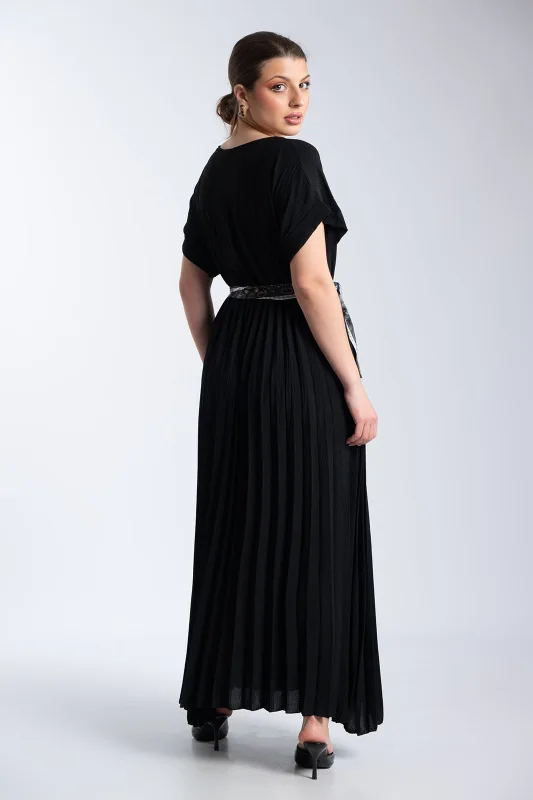 Φόρεμα Πλισέ Υφασματινη Εμπριμέ Ζώνη