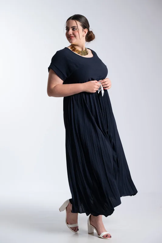 Φόρεμα Πλισέ Υφασματινη Εμπριμέ Ζώνη