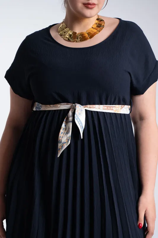 Φόρεμα Πλισέ Υφασματινη Εμπριμέ Ζώνη