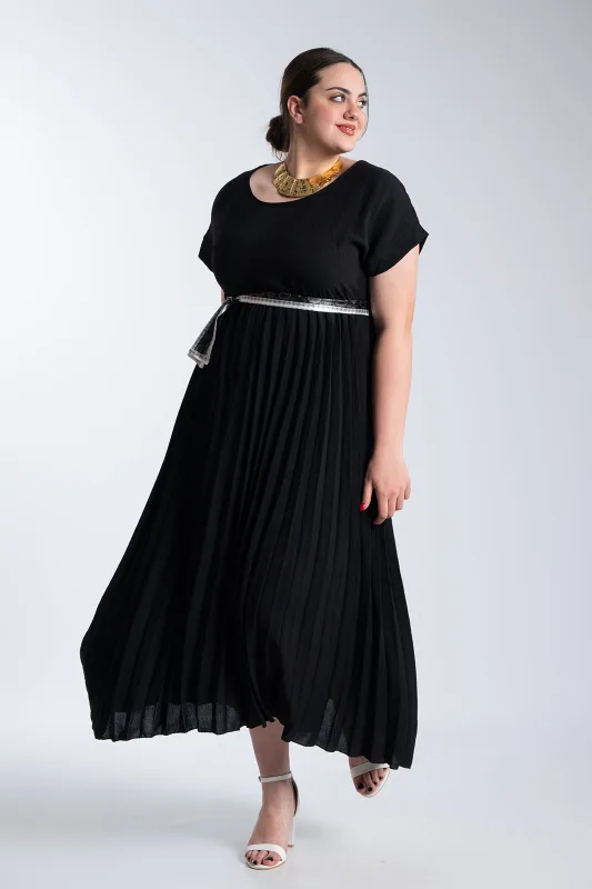 Φόρεμα Πλισέ Υφασματινη Εμπριμέ Ζώνη