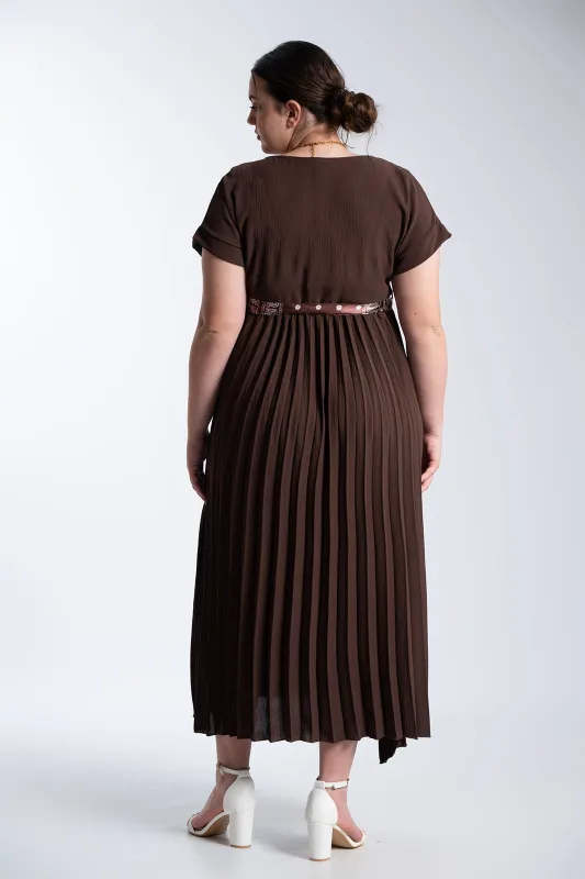Φόρεμα Πλισέ Υφασματινη Εμπριμέ Ζώνη