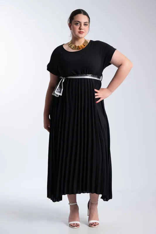 Φόρεμα Πλισέ Υφασματινη Εμπριμέ Ζώνη