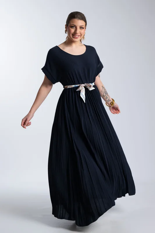 Φόρεμα Πλισέ Υφασματινη Εμπριμέ Ζώνη