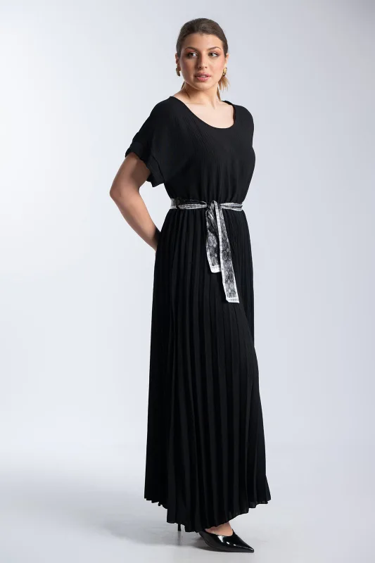 Φόρεμα Πλισέ Υφασματινη Εμπριμέ Ζώνη