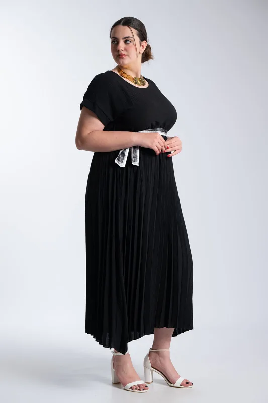 Φόρεμα Πλισέ Υφασματινη Εμπριμέ Ζώνη