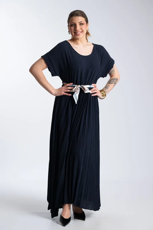 Φόρεμα Πλισέ Υφασματινη Εμπριμέ Ζώνη