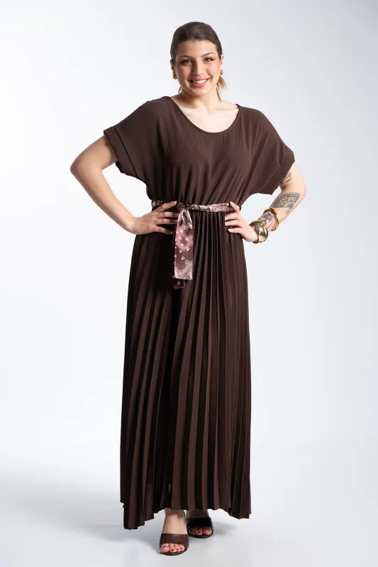 Φόρεμα Πλισέ Υφασματινη Εμπριμέ Ζώνη