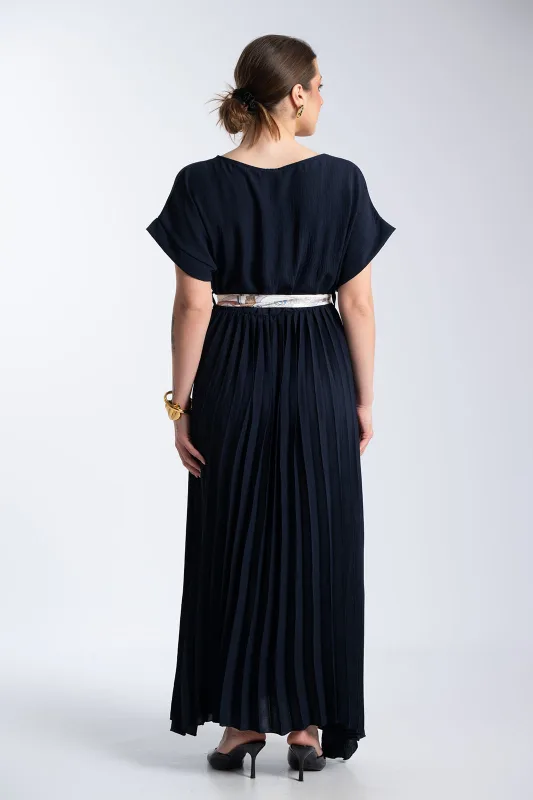 Φόρεμα Πλισέ Υφασματινη Εμπριμέ Ζώνη