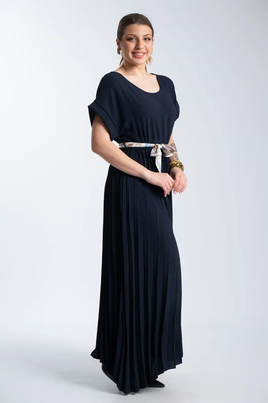 Φόρεμα Πλισέ Υφασματινη Εμπριμέ Ζώνη