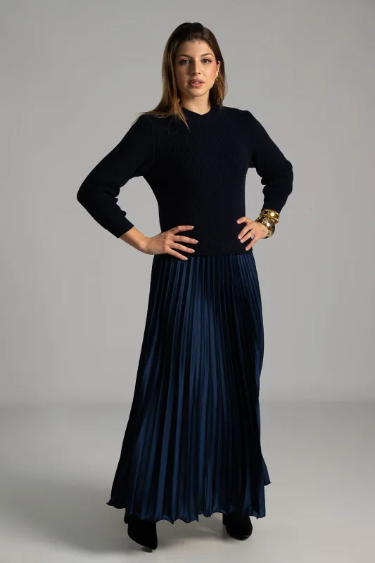 Φόρεμα Πουλόβερ Με Πλισέ Φούστα