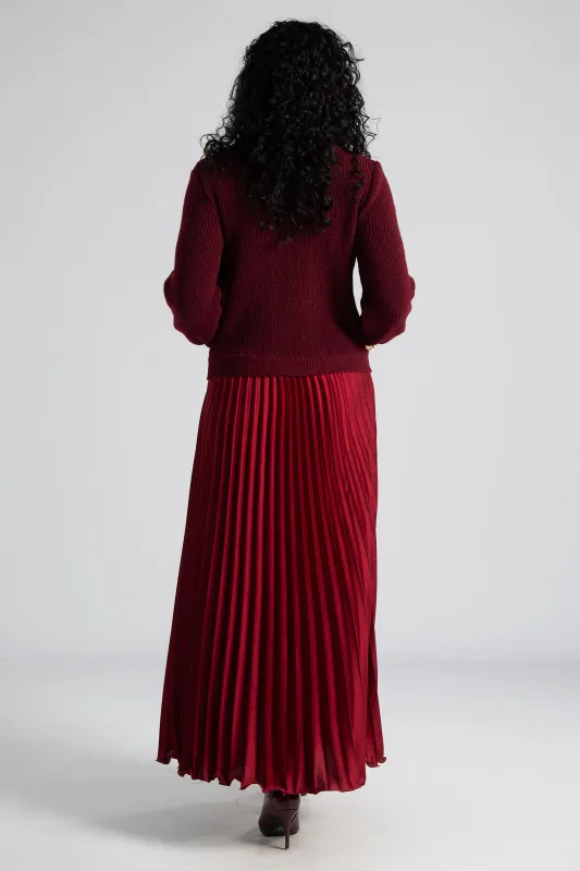 Φόρεμα Πουλόβερ Με Πλισέ Φούστα