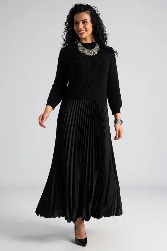 Φόρεμα Πουλόβερ Με Πλισέ Φούστα