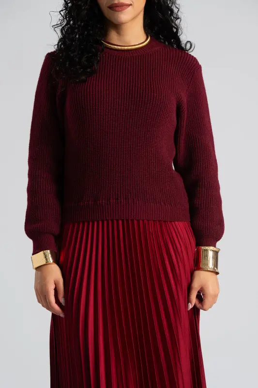 Φόρεμα Πουλόβερ Με Πλισέ Φούστα