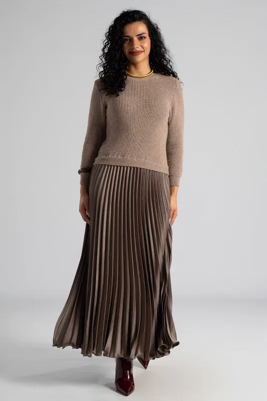 Φόρεμα Πουλόβερ Με Πλισέ Φούστα
