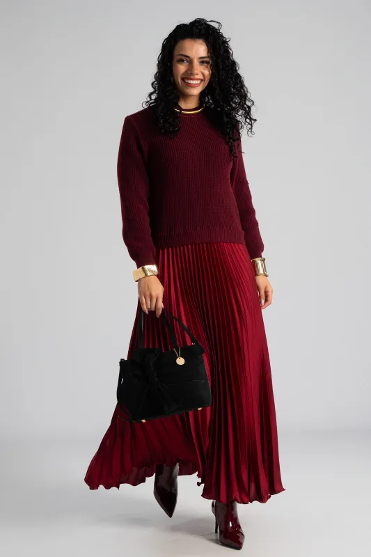 Φόρεμα Πουλόβερ Με Πλισέ Φούστα