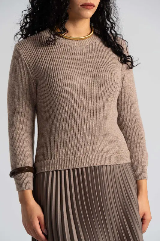 Φόρεμα Πουλόβερ Με Πλισέ Φούστα