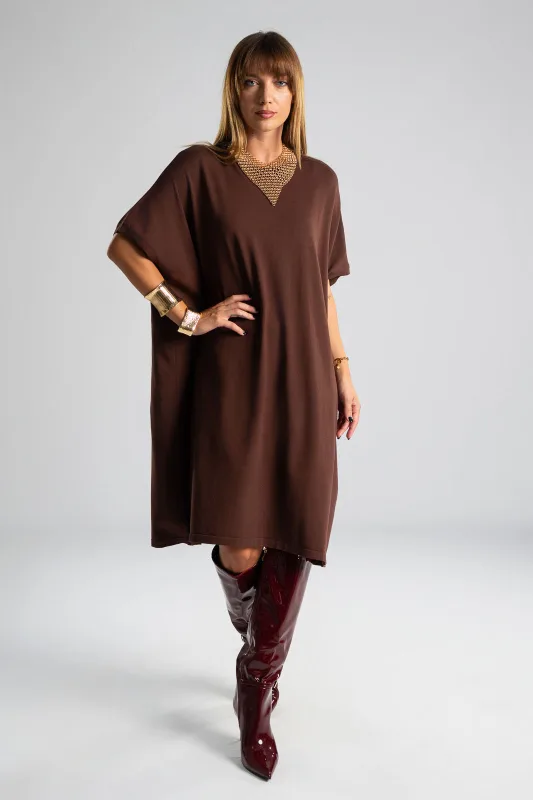 Short Sleeve Rib Dress, Solid Color