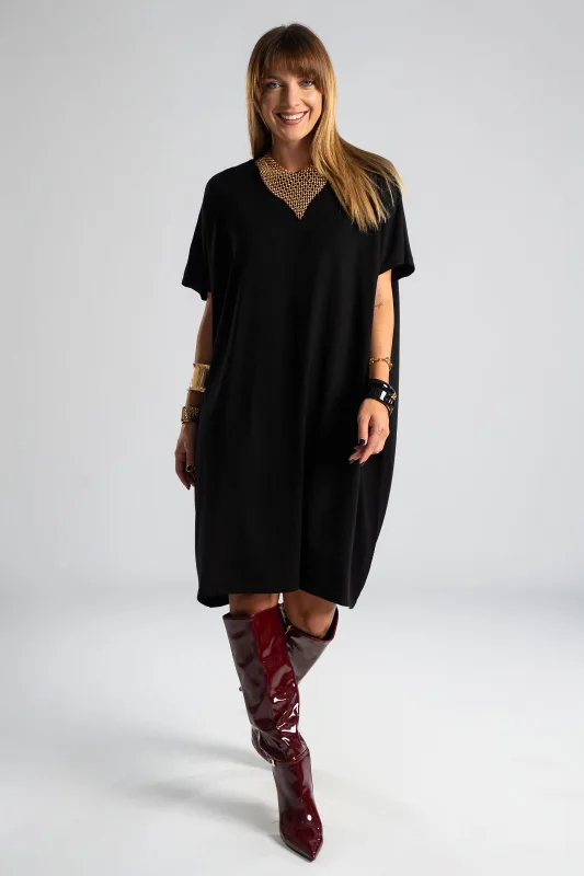 Short Sleeve Rib Dress, Solid Color