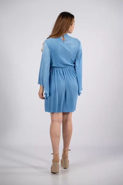 Φόρεμα Rib Trombet Γαλάζιο