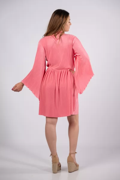 Φόρεμα Rib Trombet Ροζ