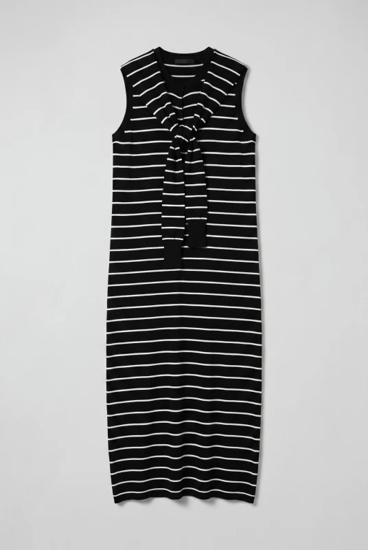 Sleeveless Striped Dress Layered Effect 